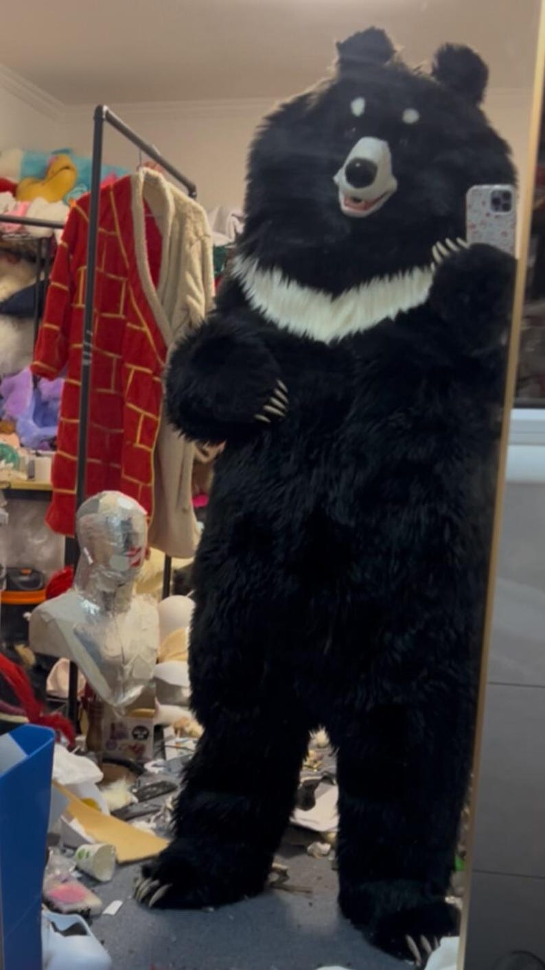 Realistic Black Bear Fursuit, Handmade Full Body Animal Cosplay Outfit, Wildlife Performance Costume image 2