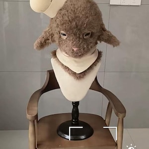 Realistische Lamm Kopf Maske, Plüsch Braun Schaf Tierkostüm, Cosplay Headwear