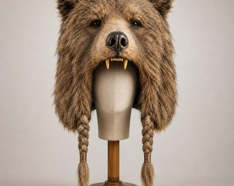 Realistic Bear Headpiece, Viking Warrior Bear Hood