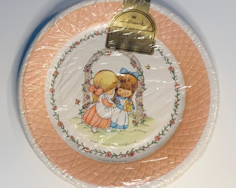 NOS Joan Walsh Anglund Hallmark Paper Plates - Cottagecore Tea Party Ephemera NIP
