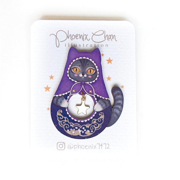 Cat Matryoshka Wooden Pin X