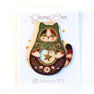 Cat Matryoshka Wooden Pin III