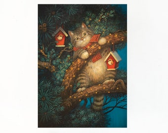 Daily Life #4- Cat Illustration 5" x 7" Postcard