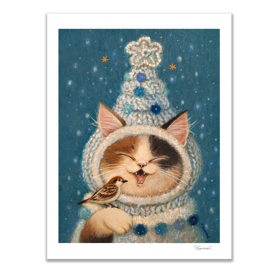 Cozy #149 - フェニックス・チャンによる手描きの猫のイラスト入り