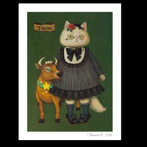 Cat x Horoscope- Taurus Limited Edition of 20 Fine Art Print