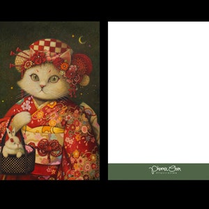 Cartão Postal Aiko- Cat Illustration