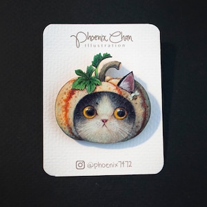 Cat x Veggie-Pumpkin Cat Wooden Pin