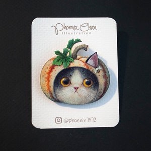 Cat x Veggie-Pumpkin Cat Wooden Pin