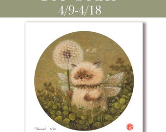 El País de las Hadas de Kitty #1 - Ilustración de gato, edición limitada de 20 ejemplares. Impresión artística de alta calidad.