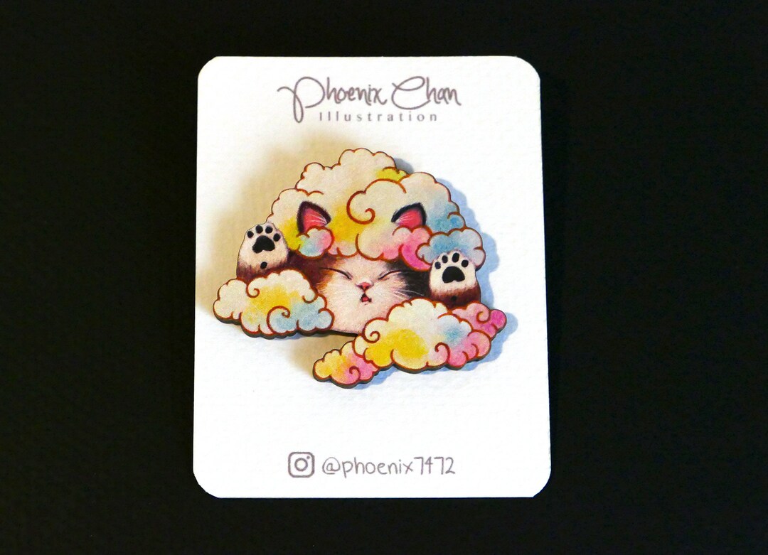 Cat X Weather- Cloudy Wooden Pin - Etsy