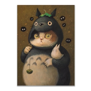 Costume di Halloween VII - Illustrazione di gatto 5" x 7" cartolina