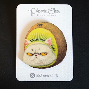 Cat x Fruit-Kiwi Fruit Cat Wooden Pin