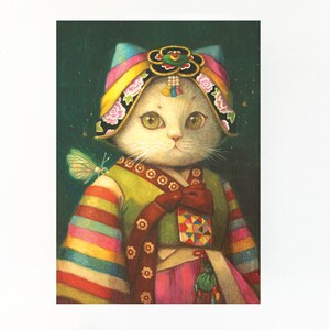 Nabi- Chat Illustration 5" x 7" Carte postale