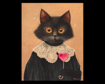 Tammi- Cat Illustration Fine Art  Print