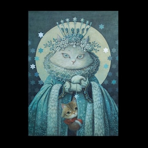La cartolina dell'illustrazione del gatto della regina delle nevi
