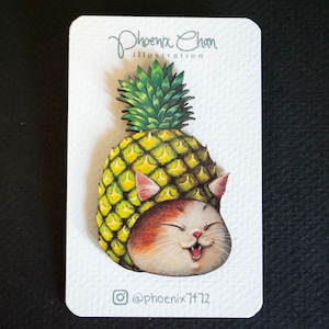 Cat x Fruit-Pineapple Fruit Cat Wooden Pin