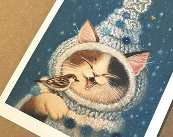 Cozy #149 - フェニックス・チャンによる手描きの猫のイラスト入り