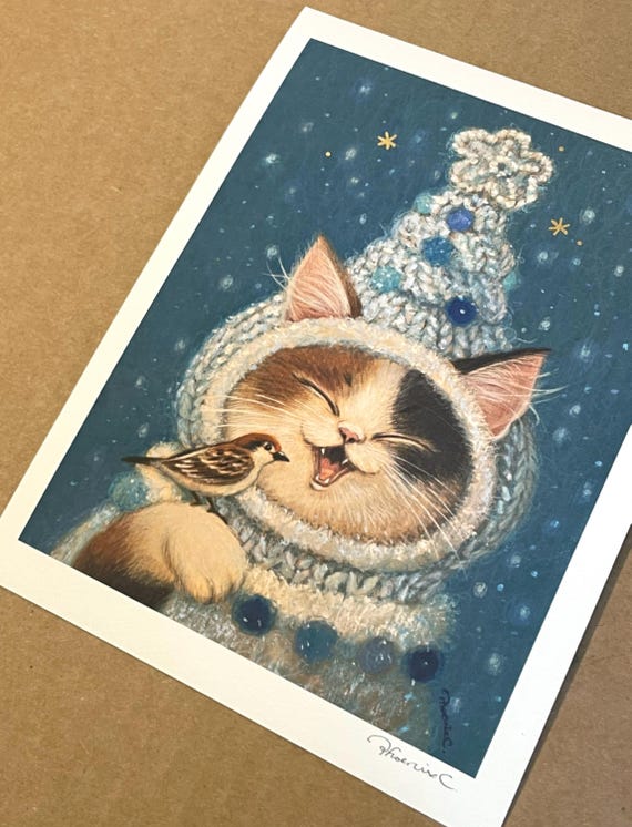 Cozy #149 - フェニックス・チャンによる手描きの猫のイラスト入り