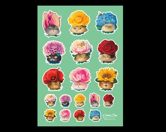 Cat x Flowers Sticker Sheet