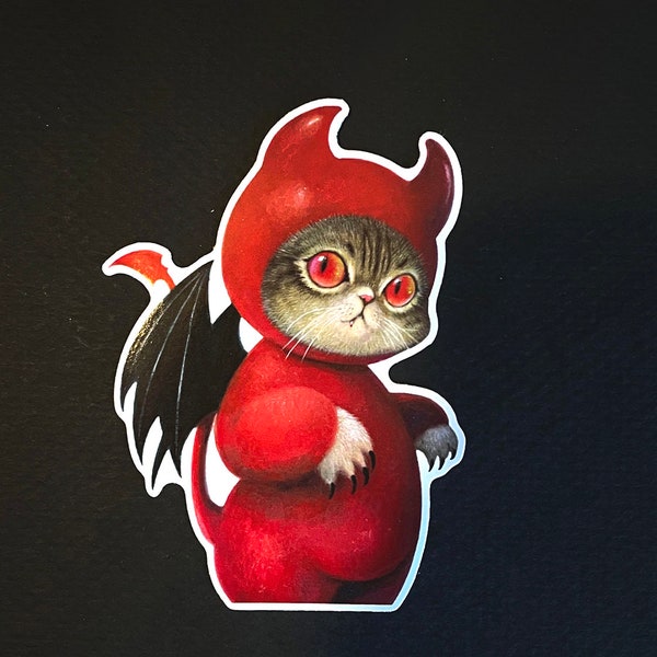 Vermilion Little Cat Devil Sticker