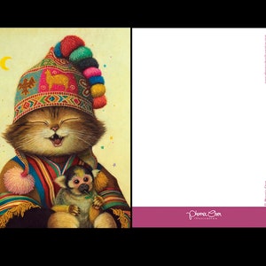 Cartão Postal Huayna- Cat Illustration
