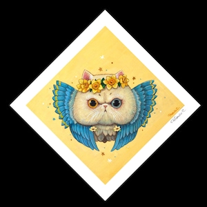 Cat Angel-March Hand Embellished  Fine Art Print by Phoenix Chan