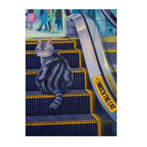 Vida Diária #7 - Ilustração de Gato 5" x 7" Cartão Postal
