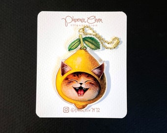 Cat x Fruit- Lemon Keychain Charm