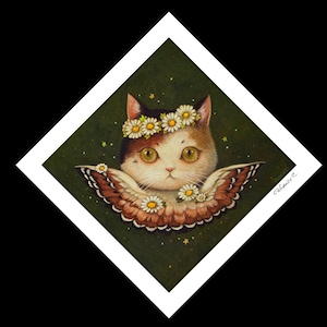 Cat Angel-April Hand Embellished  Fine Art Print by Phoenix Chan