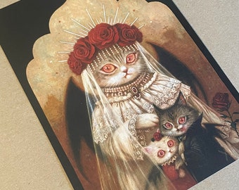 Lovella- Cat Illustration 5x 7 Postcard