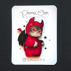 Szpilka drewniana Vermilion-Little Cat Devil #1
