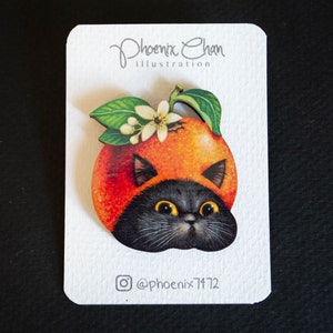 Cat x Fruit-Orange Fruit Cat Wooden Pin