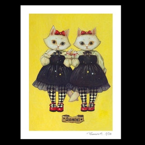 Cat x Horoscope- Gemini Limited Edition of 20 Fine Art Print