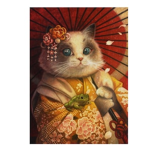 Cartolina dell'illustrazione del gatto di Maki