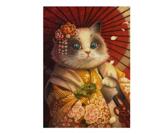 Maki- Cat Illustration Postcard