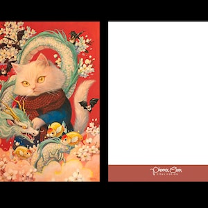 Aconchegante #141- Ano do Dragão- Cartão Postal com Ilustração de Gato