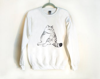 Cattitude #2 Cat Illustration Unisex Crew Neck Sweatshirt