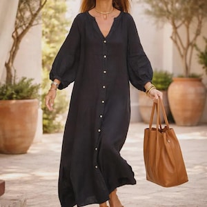 white christmas dresses Classic 100% Cotton A-Line Dress with 3/4 Sleeves Heather Grey / Medium main image 0