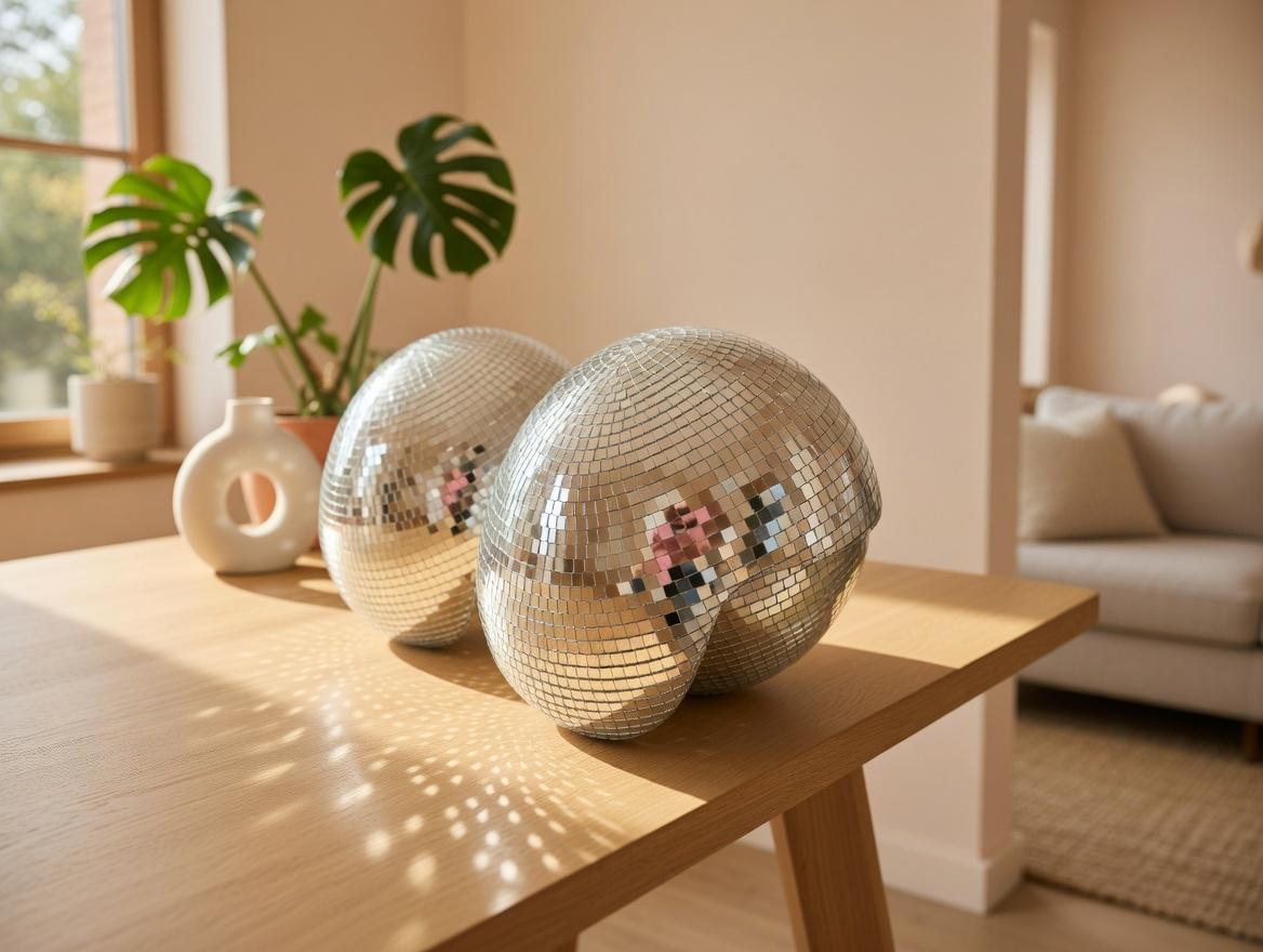 Sculpture Murale Glamour – Corps De Femme En Boule Disco Miroir, Déco Unique