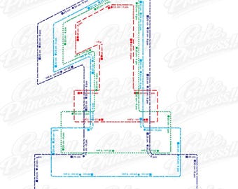 Cream Tart Template NUMERO 1 -  Stencil size chart modello per numeri per cream tart, varie misure