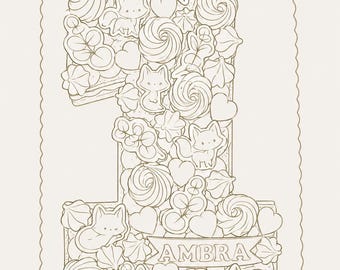 Cream Tart Template NUMERO 1 -  Stencil size chart modello per numeri per cream tart, varie misure