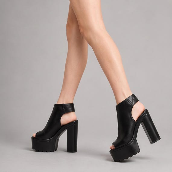 Gladiator Platform Sandals | Chunky Block Heel Peep Toe Strappy Shoes | Summer Office Footwear for Women | Festival Sandals