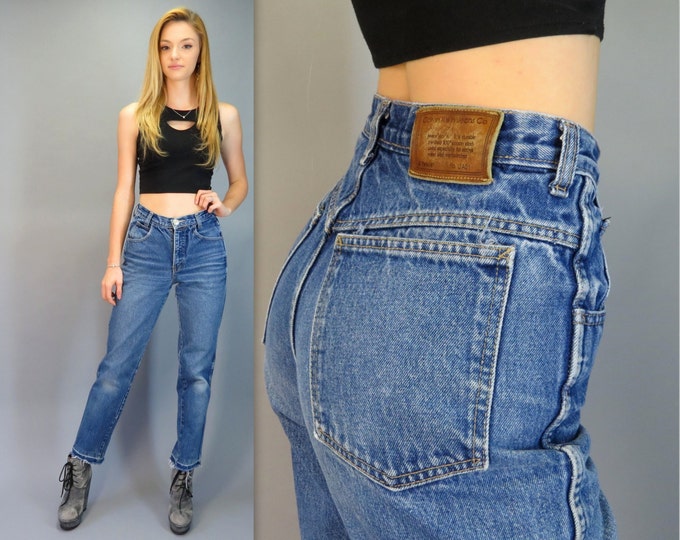 Vintage 80s Calvin Klein High Waisted Blue Jeans Tapered Leg Soft Faded ...
