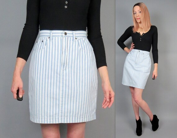 striped jean skirt