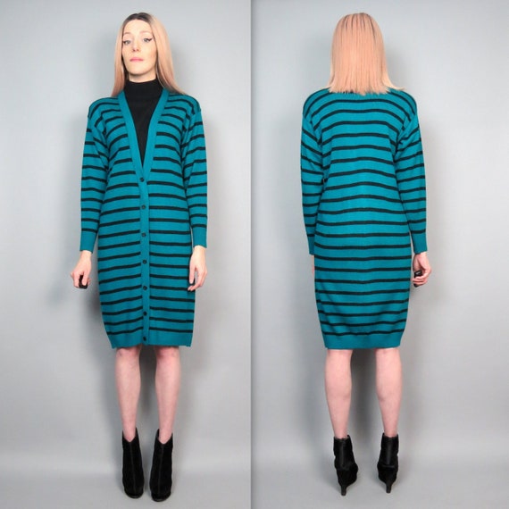 Vintage 80s Striped Sweater Dress Cozy Knit Jumpe… - image 3