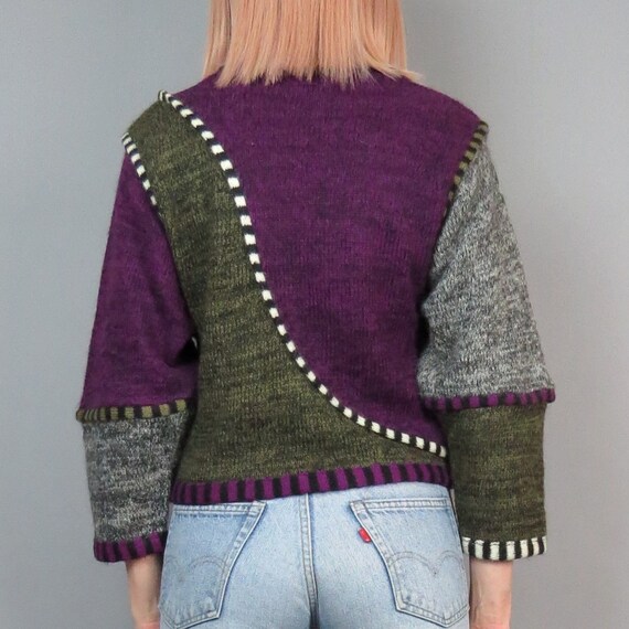 Vintage 80s Swirl Colorblock Sweater Mohair Blend… - image 4