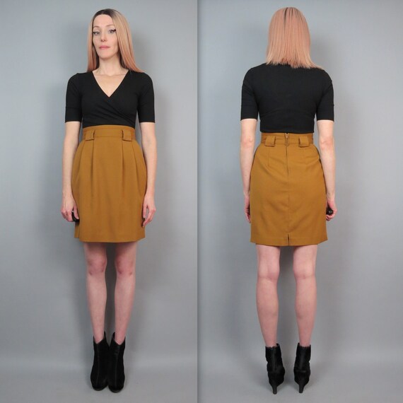 Vintage 90s High Waisted Pencil Skirt Pleated Fro… - image 4