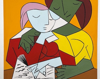 Pablo Picasso (Mixed media on paper) Hand-painted & Signed Drawing