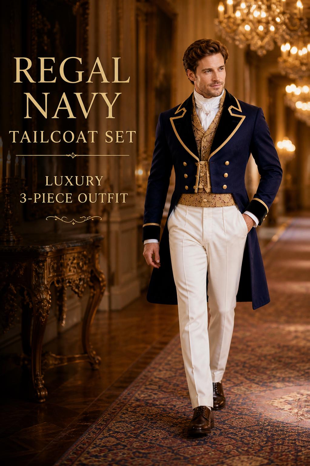 Navy Blue Gold Suit - Etsy