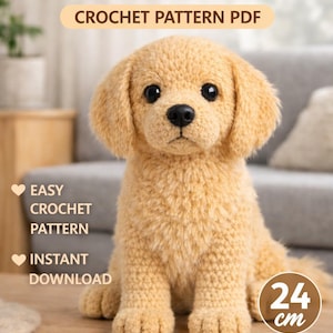 Realistic Golden Retriever Amigurumi Crochet Pattern PDF – Golden Retriever Puppy Plush – Crochet Dog Pattern – Instant Download